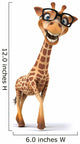 CG Giraffe Wearing Glasses Wall Decal