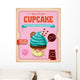 Vintage Blue Cupcake Poster Design Wall Decal