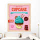 Vintage Blue Cupcake Poster Design Wall Decal