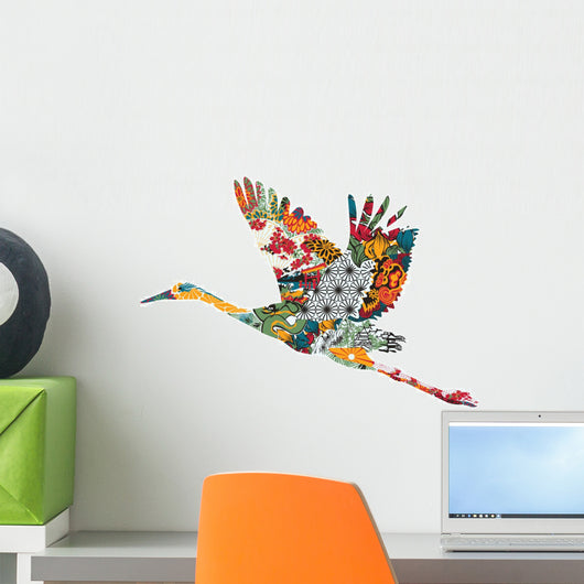 Stork Japanese Ornament Wall Decal