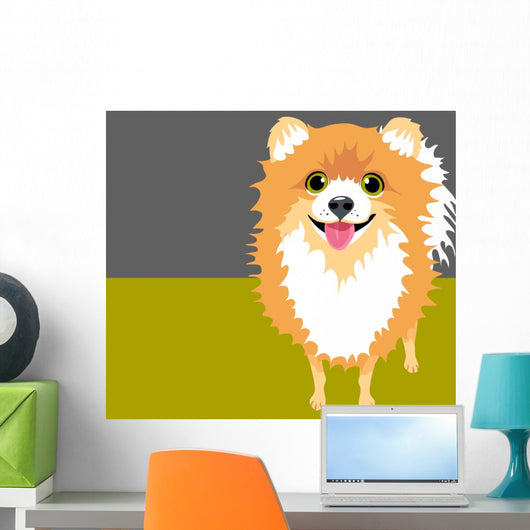 Illustration Happy Pomeranian Wall Decal