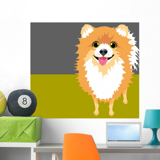 Illustration Happy Pomeranian Wall Decal