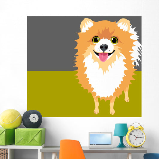 Illustration Happy Pomeranian Wall Decal