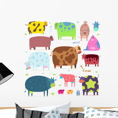 Funny Cows Wall Stickers Wall Decal shown on a wall