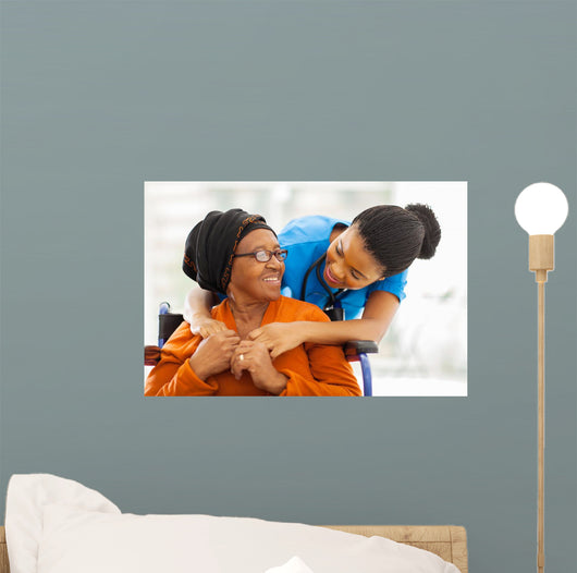 African Senior Patient with Wall Decal