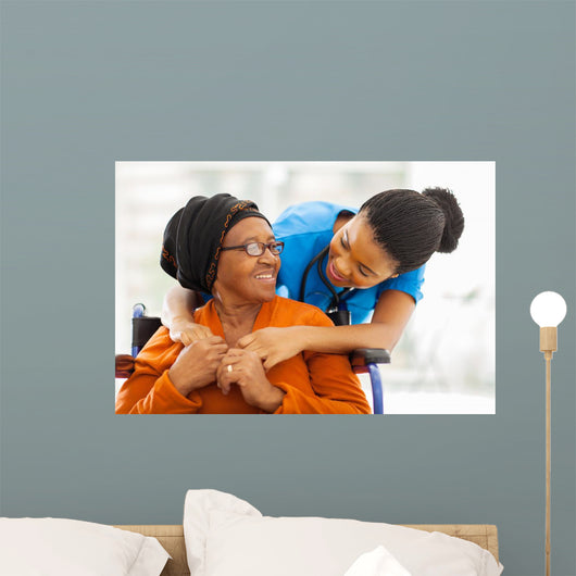 African Senior Patient with Wall Decal