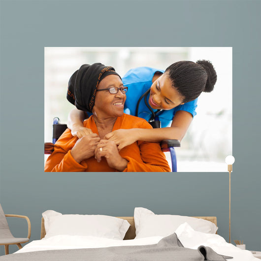 African Senior Patient with Wall Decal