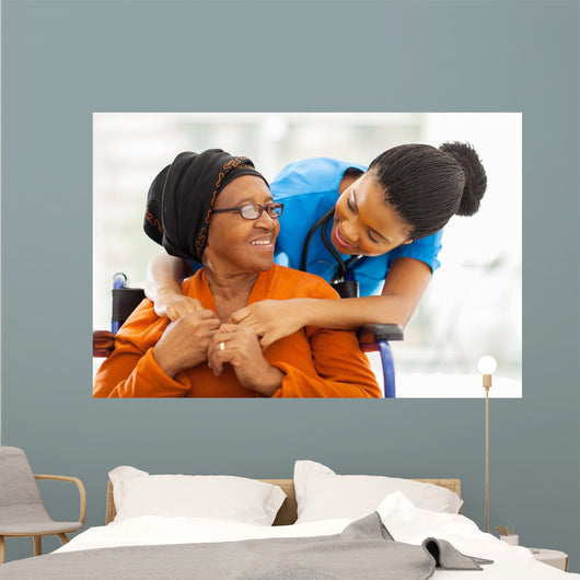 African Senior Patient with Wall Decal