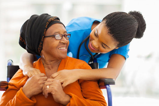 African Senior Patient with Wall Decal
