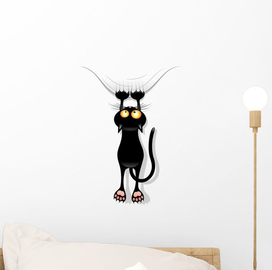Cat Scratching Cat Funny Wall Decal