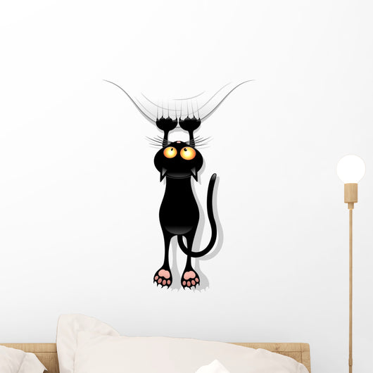Cat Scratching Cat Funny Wall Decal