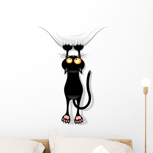 Cat Scratching Cat Funny Wall Decal