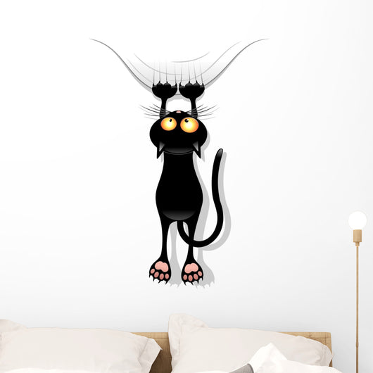 Cat Scratching Cat Funny Wall Decal