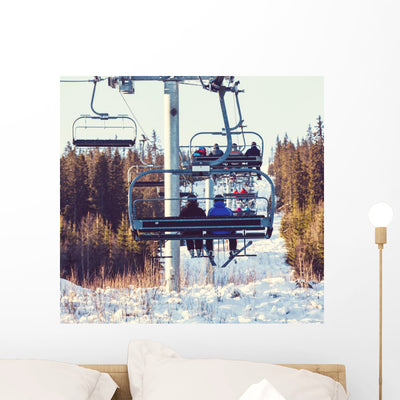 Ski Resort Wall Decal shown on a wall