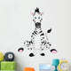 Sitting Cartoon Zebra Wall Decal