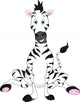 Sitting Cartoon Zebra Wall Decal