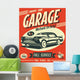 Red Retro Car Service Sign Wall Decal