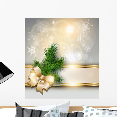Christmas with Snowflakes and Wall Decal shown on a wall