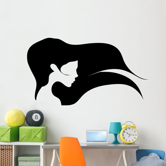 Girl with Long Hair Wall Decal