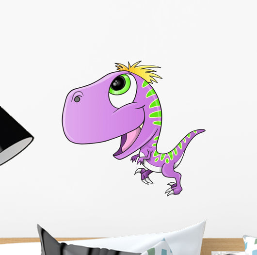 Cute Purple Raptor Dinosaur Wall Decal
