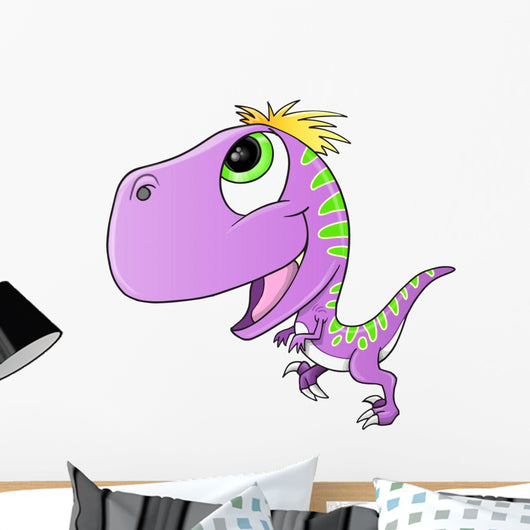 Cute Purple Raptor Dinosaur Wall Decal