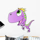 Cute Purple Raptor Dinosaur Wall Decal