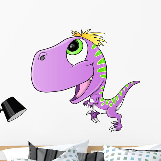 Cute Purple Raptor Dinosaur Wall Decal