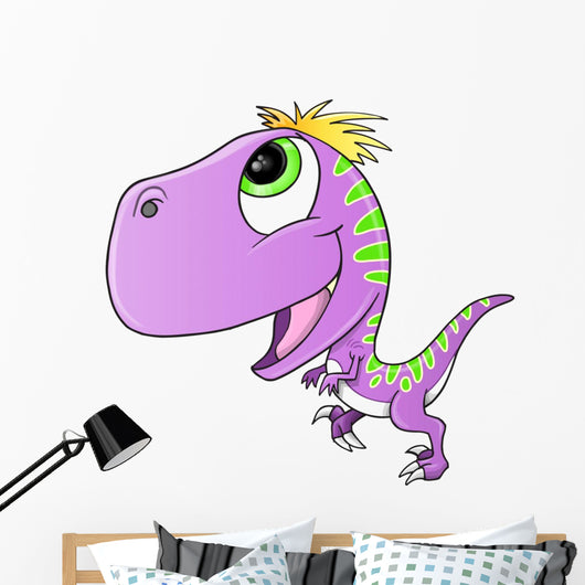 Cute Purple Raptor Dinosaur Wall Decal