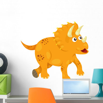 Illustration Dinosaur Triceratops Dino Wall Decal shown on a wall