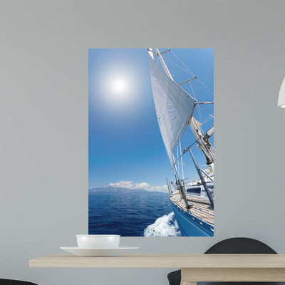 Sailing Sea Wall Decal shown on a wall