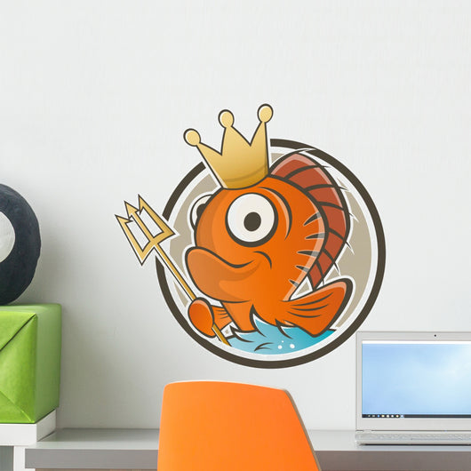 Fish King Cartoon Wall Decal