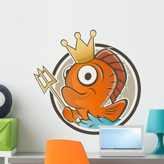 Fish King Cartoon Wall Decal