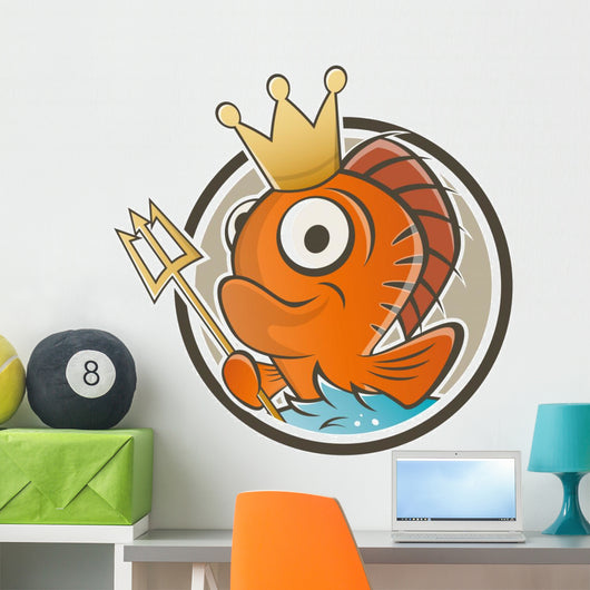 Fish King Cartoon Wall Decal
