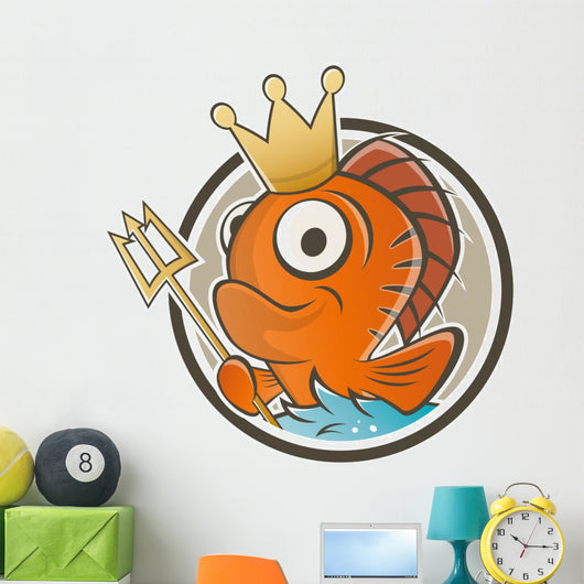 Fish King Cartoon Wall Decal