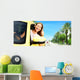 Woman Driving a Yellow Car Wall Decal