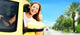 Woman Driving a Yellow Car Wall Decal