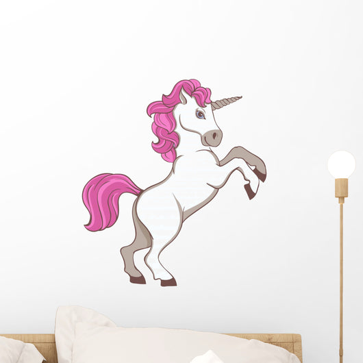 White Unicorn with Pink Wall Decal