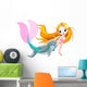 Cute Mermaid and Dolphin Wall Decal