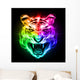 Head Tiger Colorful Fire Wall Decal