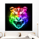 Head Tiger Colorful Fire Wall Decal