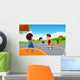 Kids Playing Basketball Playground Wall Decal