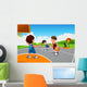 Kids Playing Basketball Playground Wall Decal