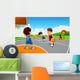 Kids Playing Basketball Playground Wall Decal