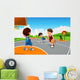 Kids Playing Basketball Playground Wall Decal
