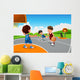 Kids Playing Basketball Playground Wall Decal