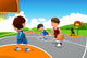 Kids Playing Basketball Playground Wall Decal
