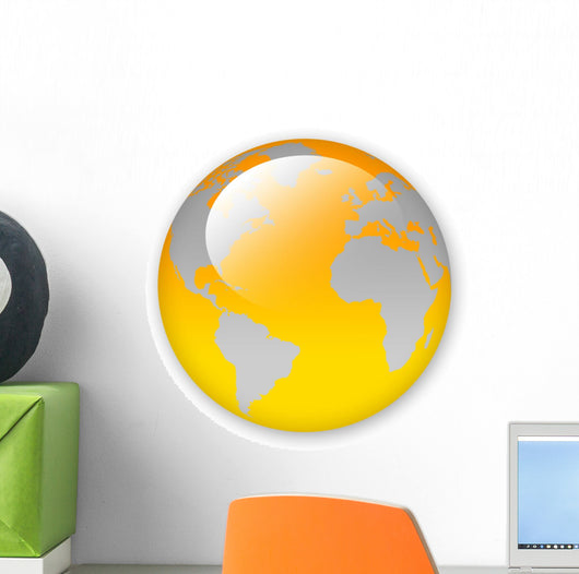 World Map Orange Globe Wall Decal