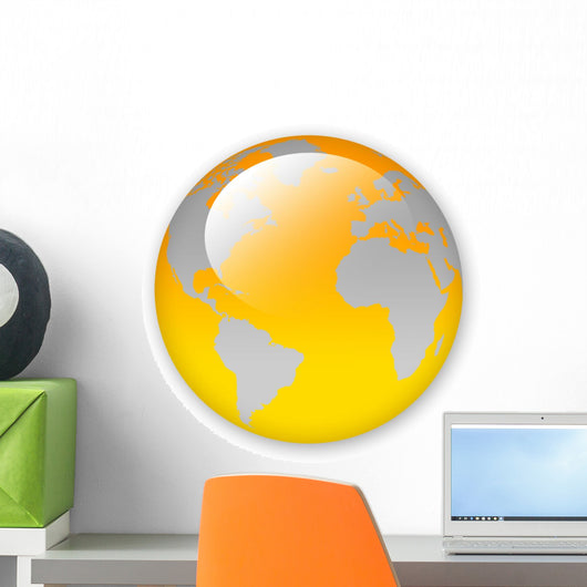 World Map Orange Globe Wall Decal