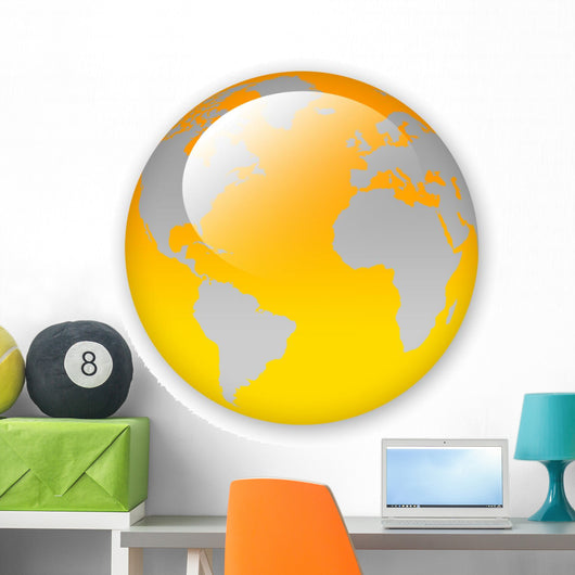 World Map Orange Globe Wall Decal