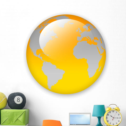 World Map Orange Globe Wall Decal